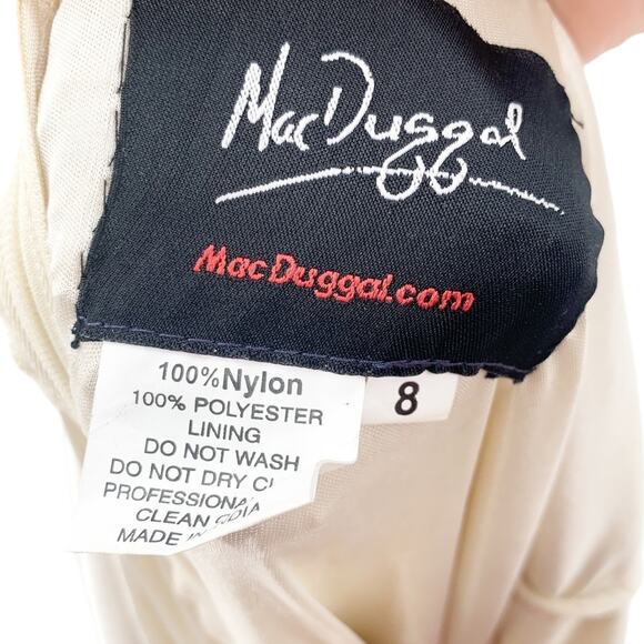 MAC DUGGAL Dress Size 8 Evening Gown Sequin Cream Rose Pink V Neck NEW - Picture 4 of 11